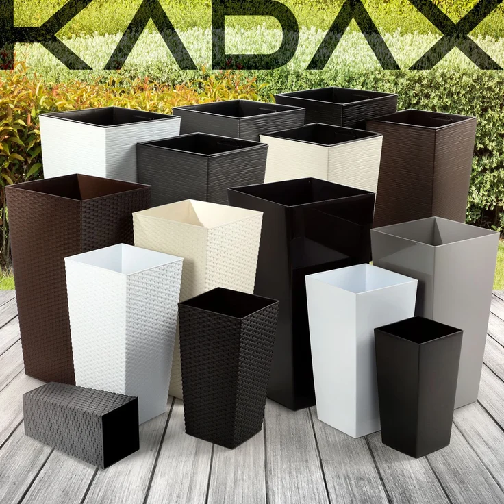 KADAX Blumentopf Blumentopf mit Einsatzabdeckung Blumenständer Hoch Garten Creme 29x57cm – Bild 6