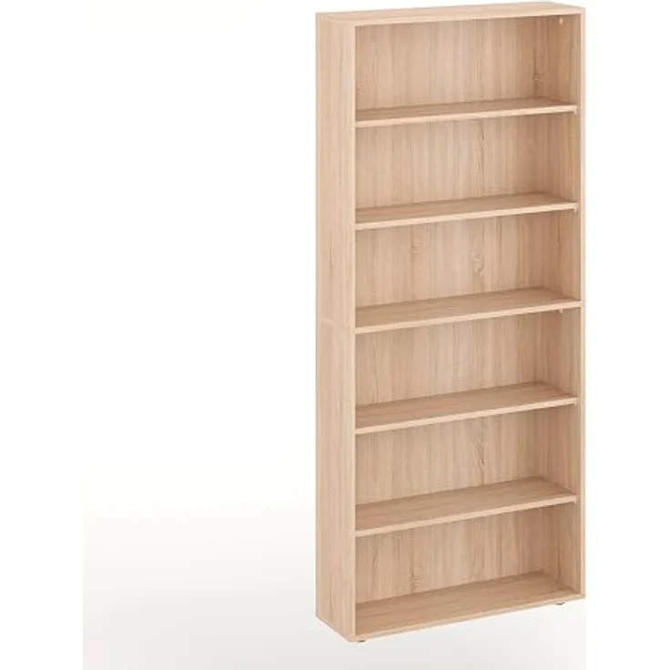 KOMTO Bücherregal Lumo 80 cm breit Regal mit 3, 4, 6 Ebenen und Höhenverstellbare Regale, Aufbewahrungsregal Bookshelf Weiß – Bild 5