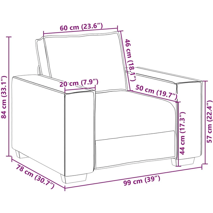 vidaXL Sofa-Sessel Weinrot 100 cm Kunstleder 4105042 – Bild 7