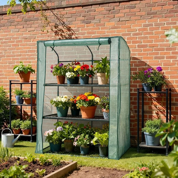 Home Nature Wohnkonzept Gewächshaus, Tomatengewächshaus, Stabil, Winterfest, für Balkon und Garten, Grün, 170 × 70 × 130 cm – Bild 4
