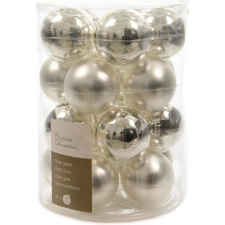 Kaemingk Weihnachtsbaumkugel Weihnachtsbaumkugeln Glas Ø 6 cm 20 Stück silber glanz