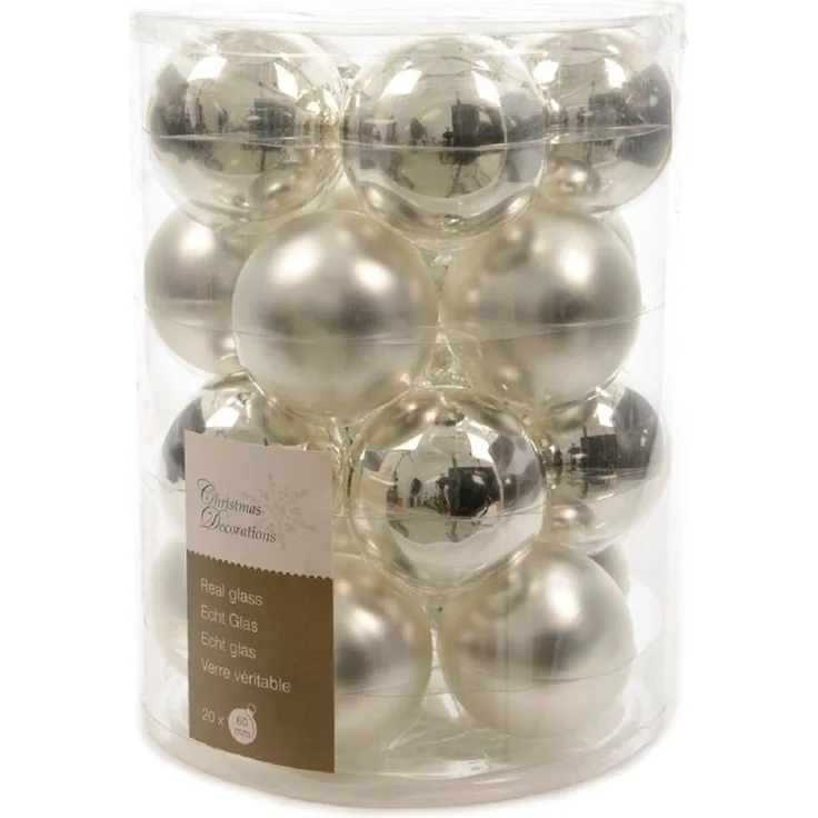Kaemingk Weihnachtsbaumkugel Weihnachtsbaumkugeln Glas Ø 6 cm 20 Stück silber glanz
