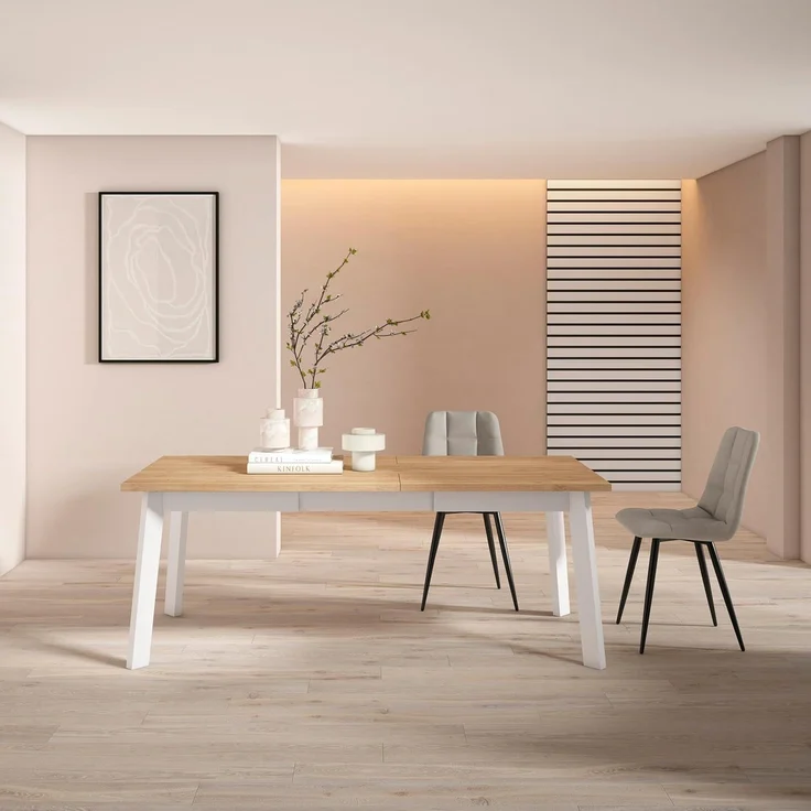 Skraut Home | Esszimmertisch | Küchentisch, Esstisch | 200 | Für 10 Gäste | Hölzerne Beine | Moderner Stil | Eiche – Bild 2