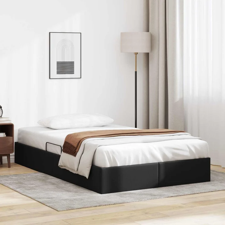 vidaXL Ottoman Bettgestell Schwarz 120 x 200 cm Kunstleder 3442766 – Bild 1