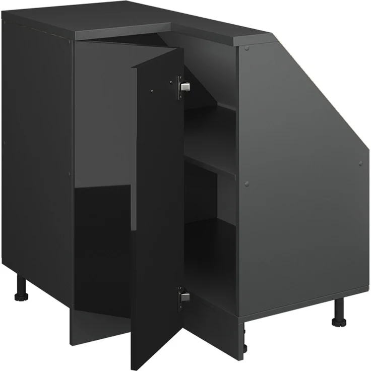 Eck-Küchenschrank für Dachschrägen R-Line Schwarz Hochglanz 75.6 cm mit 1 Tür Vicco – Bild 4