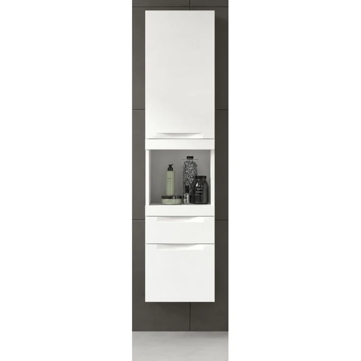 Badezimmer Hochschrank hängend Gusto in weiß matt 38x166 cm – Bild 2