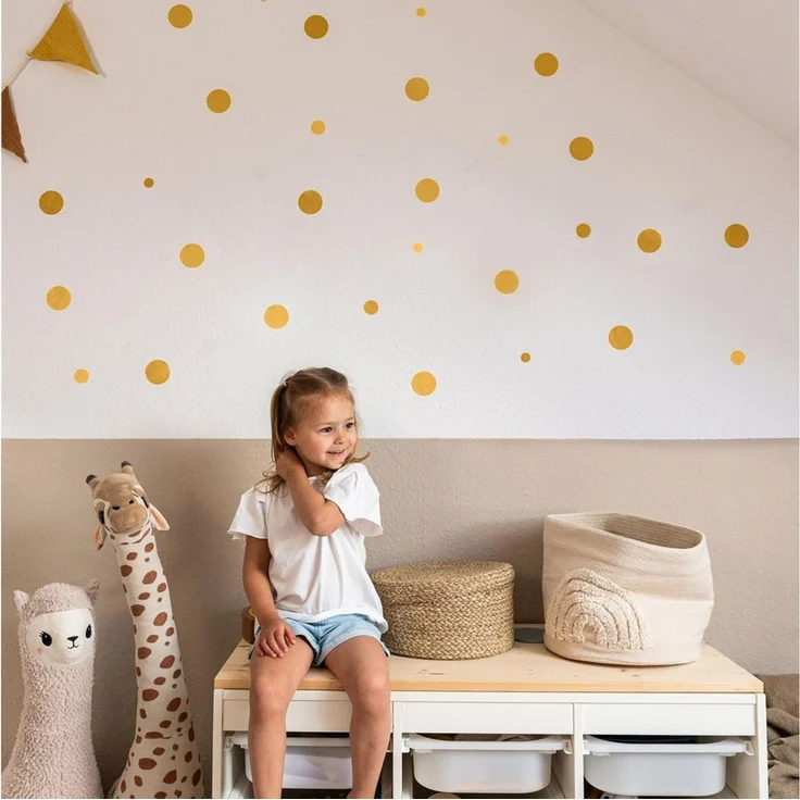 lilimaus Wandsticker Herzen, Sterne & Punkte selbstklebend - Deko fürs Kinderzimmer (132 St), Herzen, Sterne oder Punkte - 36er- & 132er-Set, ablösbar – Bild 1
