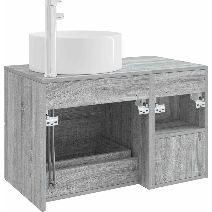vidaXL Badezimmerschrank-Set 2 stk. Grau Sonoma 79,5 x 44,5 x 80 cm 3403933 – Bild 6