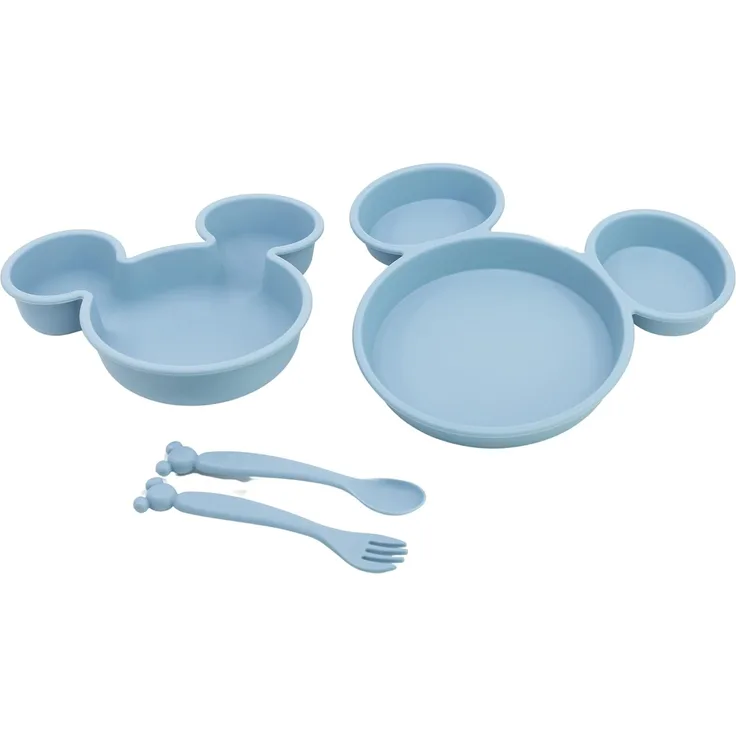 Disney Mickey Mouse Kindergeschirr-Set Kindergeschirr-Set 4-teilig – Teller, Schale & Besteck in Geschenkbox (4-tlg)