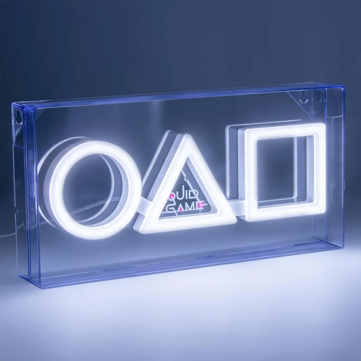 Squid Game LED Logo Neon Light - Offiziell lizenzierte Ware, Acryl freistehende oder wandmontierbare ikonische Form Lichter, Gaming Zimmer Dekor für Netflix Fans, Nachtlicht Geschenk für Schlafzimmer – Bild 7