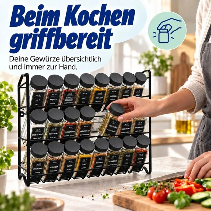 Relaxdays Gewürzregal mit 24 Gewürzgläsern – Bild 2