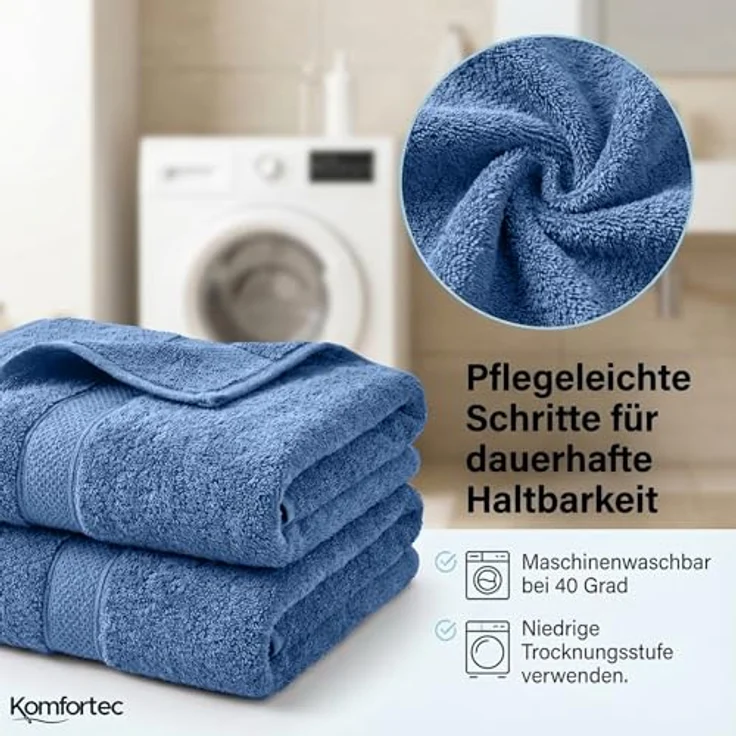 Komfortec Handtuch Set 100% Baumwolle, 4 Badetücher 70x140 und 4 Handtücher 50x100 cm, Frottee (Packung, 8-St), Badehandtuch & XXL Saunatuch, Weich, Towel, Groß – Bild 5
