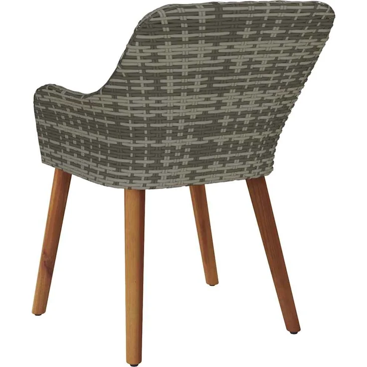 Gartenstuhl EGOS 2er Set Poly-Rattan 62,5x55x82 cm mit Polster Grau | Gartenstuhl Rattan Outdoorstühle Balkonstühle – Bild 8