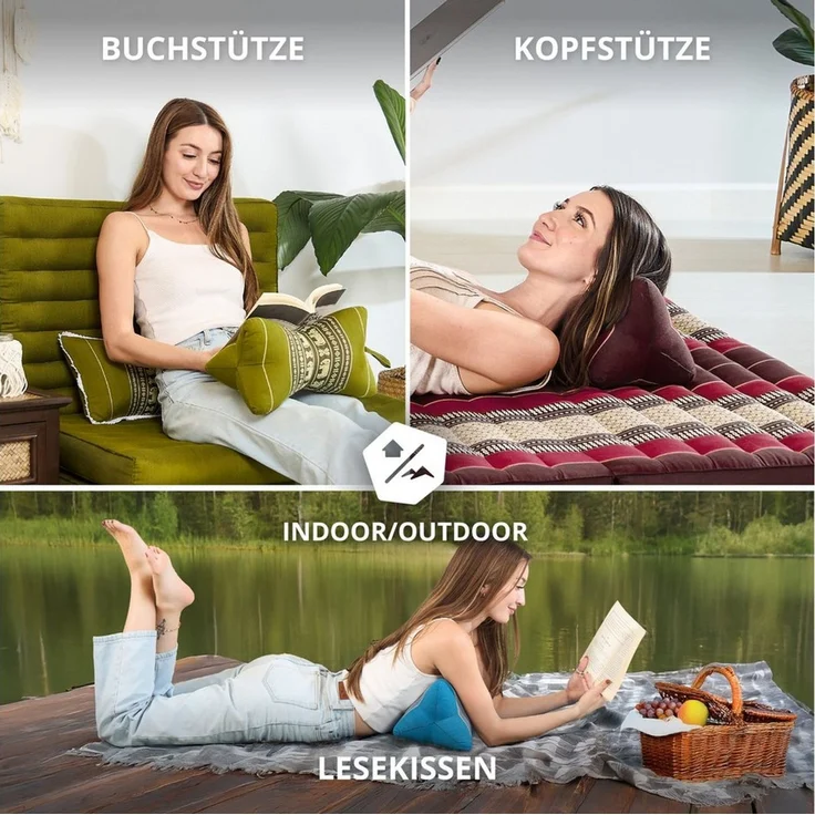 livasia Nackenstützkissen Knochenkissen, vegan und handgefertigt, Ø 15x32cm, Kapok – Bild 3