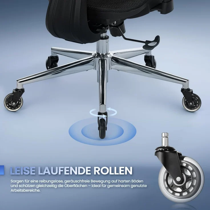 COLAMY Ergonomischer Bürostuhl – Schreibtischstuhl mit Sattel-Sitzpolster für optimale Druckentlastung, atmungsaktiv, 3D-Armlehnen, Kopfstütze, Büro/Homeoffice/Studium, Schwarz – Bild 7