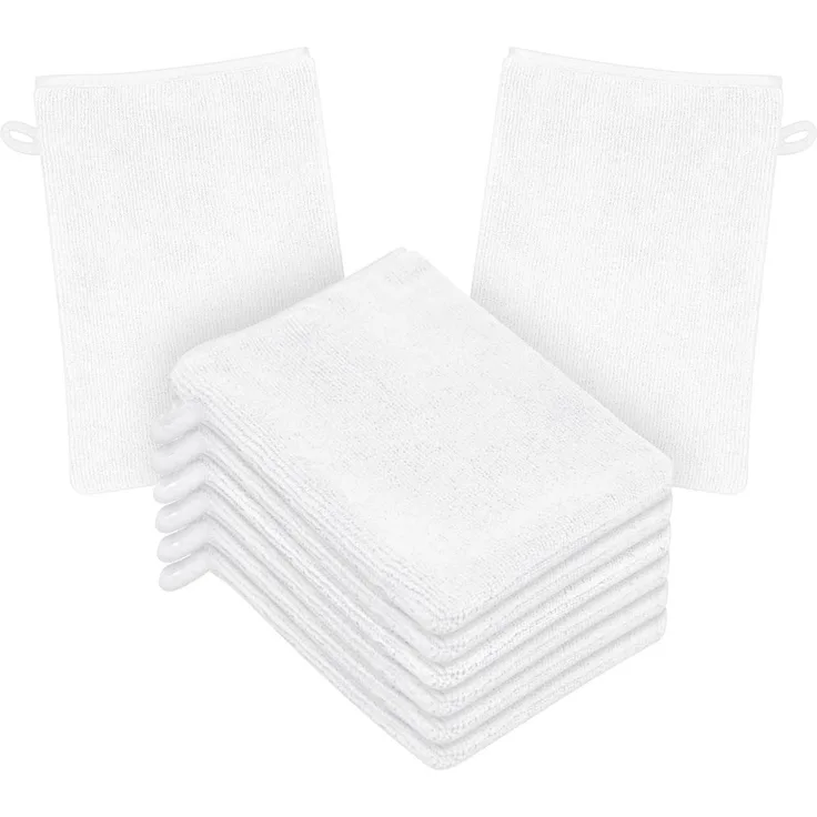 8er Set HOTUT Frottee & Mikrofaser Waschhandschuhe 20x15CM