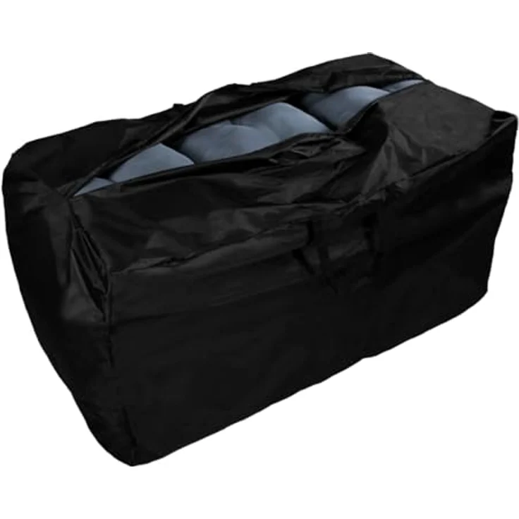 Monstershop Kissenbox, Rattan mit pulverbeschichtetem Stahlrahmen, Schwarz, 582 Liter Stauraum, gasunterstützter Deckelhebemechanismus – Bild 6