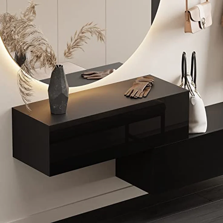 Planetmöbel Garderoben-Set 2x Hängeschrank WEST 100 cm schwarz, (Garderobenschrank, Wandgarderobe hängend oder stehend), Flurgarderobe – Bild 4