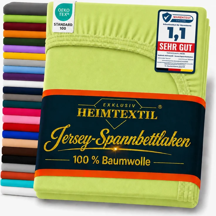 Jersey Spannbettlaken Doppelpack 140 - 160 x 200 cm Apfelgrün – Bild 1