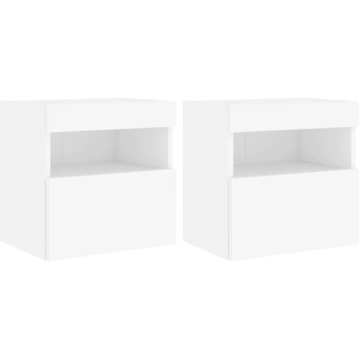 2 pcs TV-Wandschrank, TV Hängeboard mit LED-Leuchten. Weiß 40x30x40 cm – Bild 2