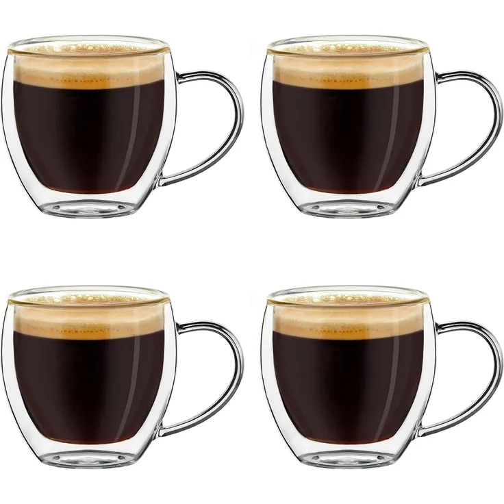 Creano Teeglas Thermoglas Espressoglas hoch, Borosilikatglas, 4 Gläser