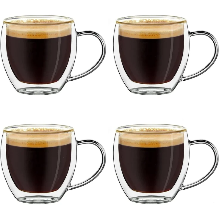 Creano Teeglas Thermoglas Espressoglas hoch, Borosilikatglas, 4 Gläser
