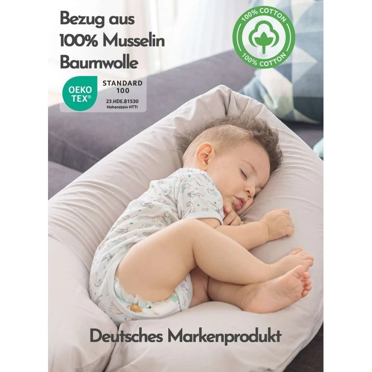 pic Bear Stillkissen PREMIUM 194 cm, grayed jade Musselin : grayed jade Musselin – Bild 3
