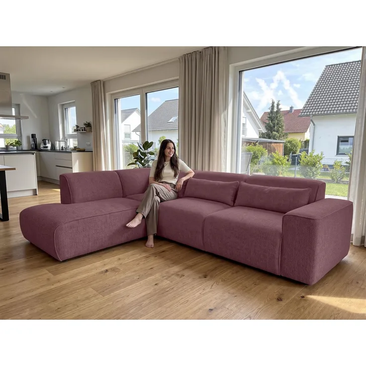 AX LIVING Wohnlandschaft mit Schlaffunktion Ruyam Altrosa Sofa L