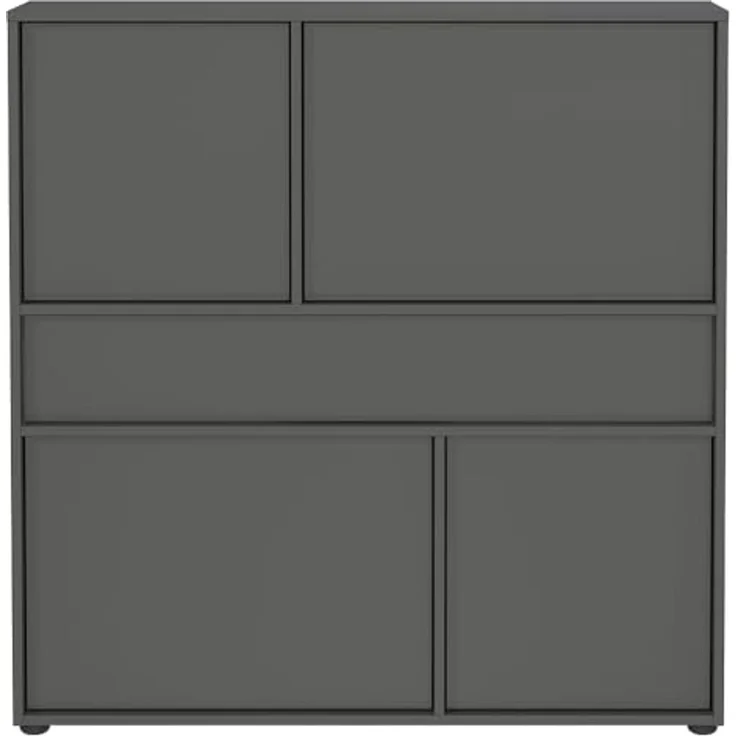 Lomadox Schuhschrank ALLOA-01 in graphit, 150 cm breit, geringe Tiefe (25cm), stehend oder hängend – Bild 3