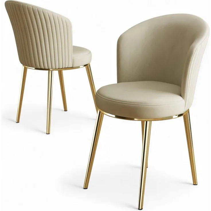 Skye Decor 'Risa - Cream, Gold' Stuhlset (4-teilig), Creme / Gold, 45 x 87 x 41 cm