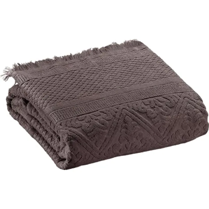 Vivaraise Badetuch Zoé, Dunkelbraun, 100% Baumwolle, 100x180 cm, Jacquardmuster