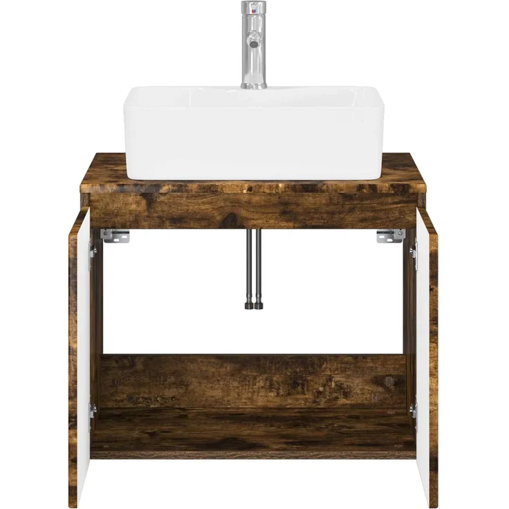 vidaXL Waschbeckenschrank Geräucherte Eiche 62,5 x 44,5 x 80 cm 3404325 – Bild 3