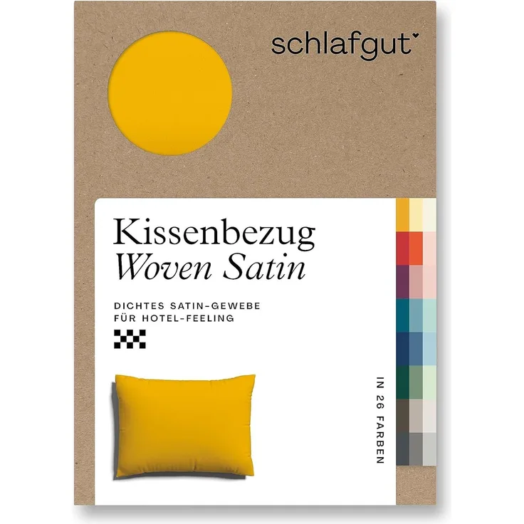 Schlafgut Woven Satin Bettwäsche|Kissenbezug einzeln 60x80 cm| yellow-deep