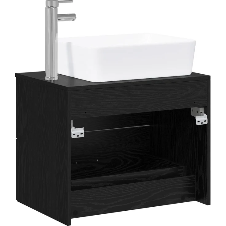vidaXL Wandmontierter Waschbeckenunterschrank Schwarze Eiche 3404391 – Bild 7