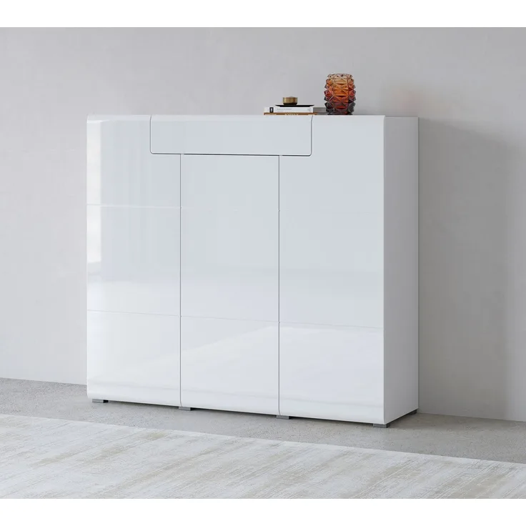 INOSIGN Highboard Toledo,Breite 147,5 cm,trendige Hochkommode mit 3 Türen 1SK, Hochschrank mit viel Stauraum, stylische Hochglanzfronten