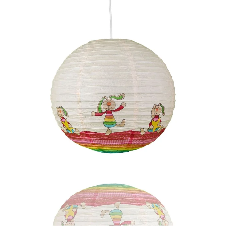 Papier Lampenschirm fürs Kinderzimmer mit fröhlichem Rabbit Motiv Ø 40cm – Bild 3