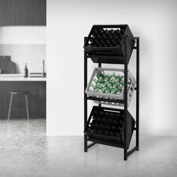 ML-DESIGN Standregal Getränkekistenregal Kistenhalter Kistenregal Getränkeregal für Kisten, 1-tlg, Kastenständer für 3 Kisten stabiles Standregal freistehend Stahl – Bild 7