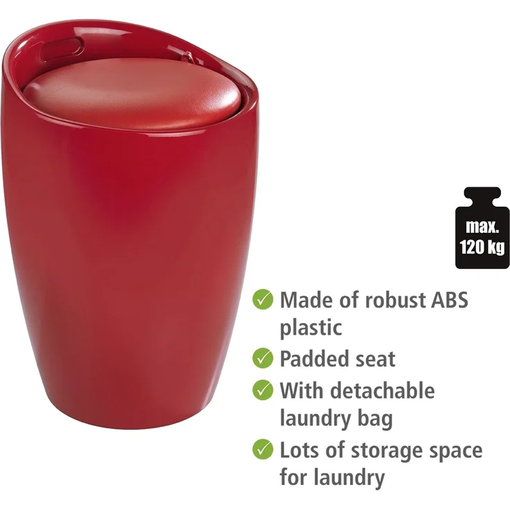 CANDY Hocker mit Waschfach, praktischer 2 in 1 Badesitz - 20 l, Weiß, WENKO – Bild 8