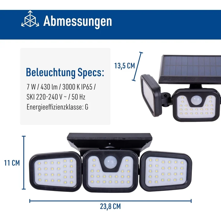 näve LED Solarleuchte Pacita, Sensorschalter, LED fest integriert, Kaltweiß, Wandleuchte, dimmbar in 3 Stufen, Sensor/Dämmerungsschalter – Bild 6