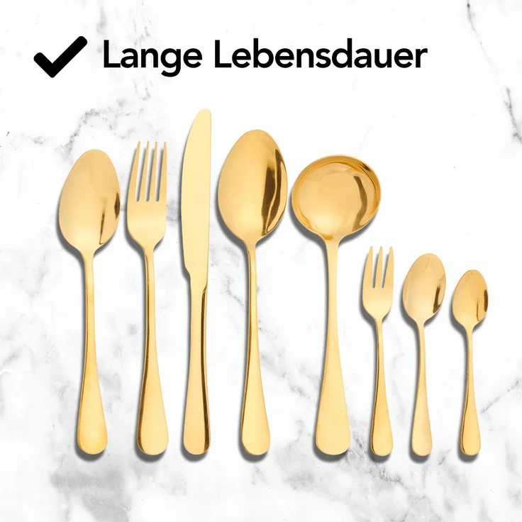 Brixy Besteckset - Gold - 39-teilig - 6 Personen Besteck - Mehrere Gänge - Messer/Löffel/Gabel - Edelstahl - Gold – Bild 10