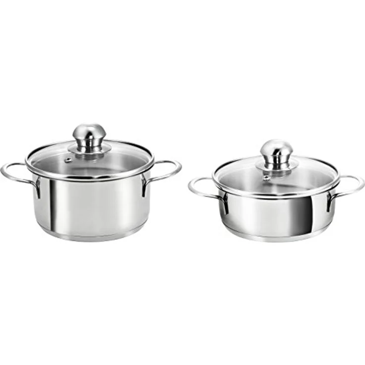 Kopf Topf-Set Parvus 2-teilig, Edelstahl, Kochgeschirrset mit 14 cm Bratentopf und Fleischtopf, inkl. Glasdeckel, für Induktion – Bild 2