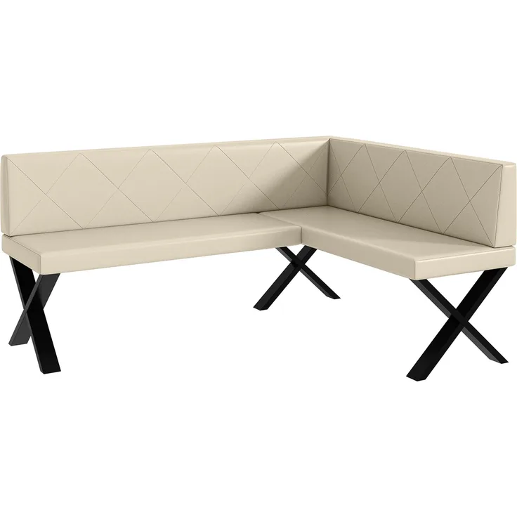 MEBLINI Eckbank für Esszimmer - Küchenbank - Essecke - Sitzecke Küche - ERIC - X-Beine 128x168x87cm Rechts - Creme Kunstleder
