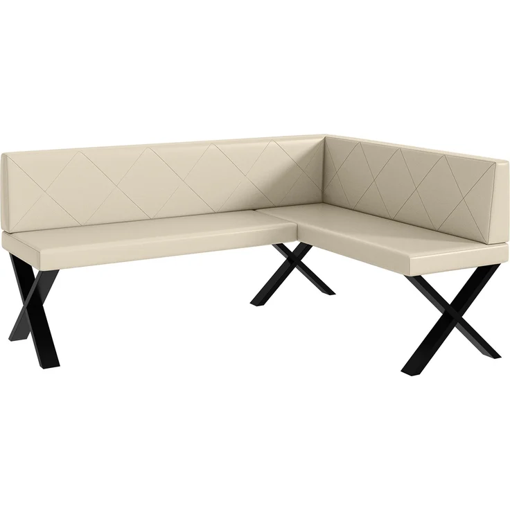 MEBLINI Eckbank für Esszimmer - Küchenbank - Essecke - Sitzecke Küche - ERIC - X-Beine 128x168x87cm Rechts - Creme Kunstleder – Bild 1