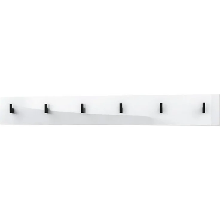 Vladon Garderobenpaneel Linea V1 (Wandgarderobe, mit 6 Kleiderhaken), Weiß Hochglanz (110,5 x 14,5 x 3,5 cm) – Bild 4