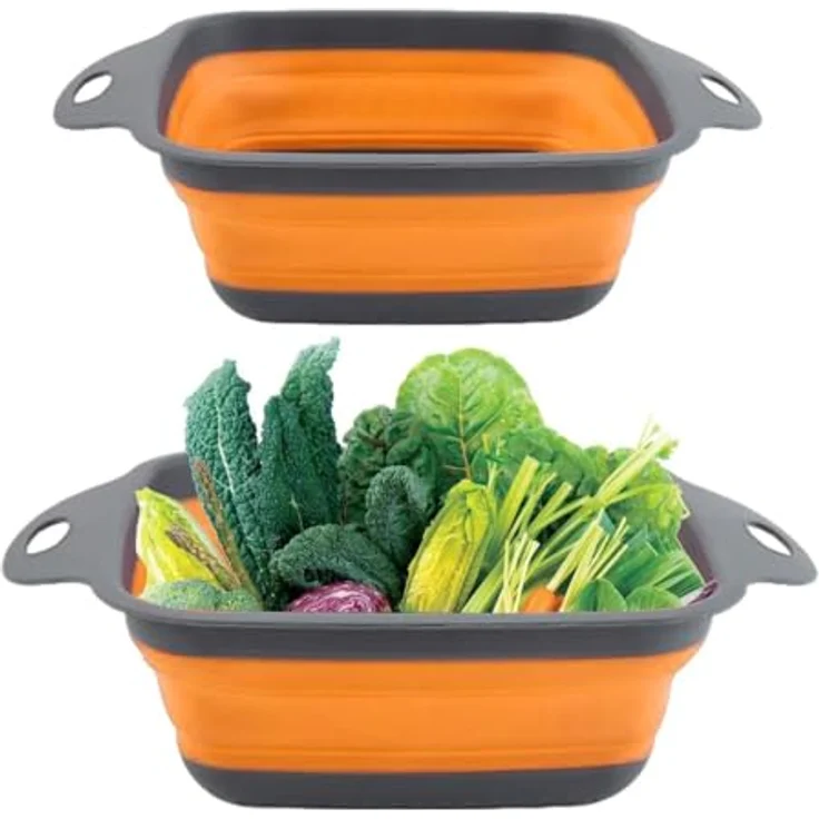 König Design Küchensieb Seiher 2er Set Faltbares Küchensieb Nudelsieb, Silikon / Kunststoff, (Set, 2-St, 2 Größen), Seiher Sieb, Küche Silikon Klappbar Abtropfsieb Nudelsieb – Bild 8