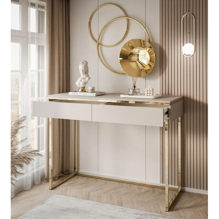 Lookway Schminktisch AURORA GOLD KASCHMIR auf einem goldenen Gestell – Bild 2
