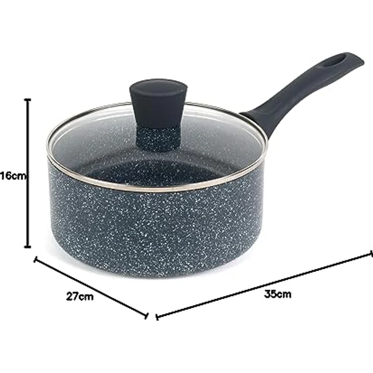 Russell Hobbs RH00846EU antihaftbeschichteter Topf - 20cm/2. 6L Stielkasserolle mit Hartglasdeckel, induktion Stieltopf, Gemüse/Suppetopf mit Bakelit-griff und Hitzebeständiges Äußeres, Nightfall Stone – Bild 9