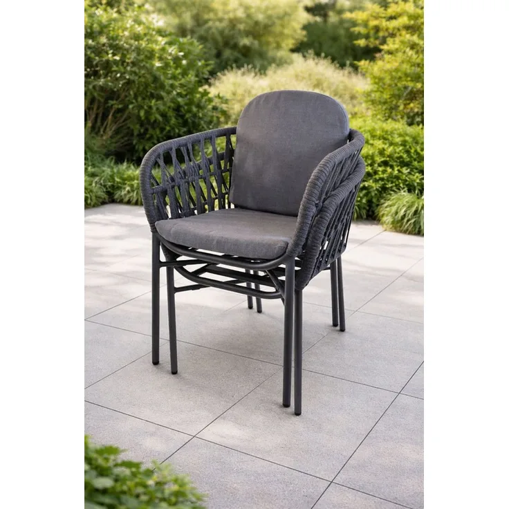 Destiny Gartensessel COMO (Set, 2-St), stapelbar, anthrazit meliert, Polster grau