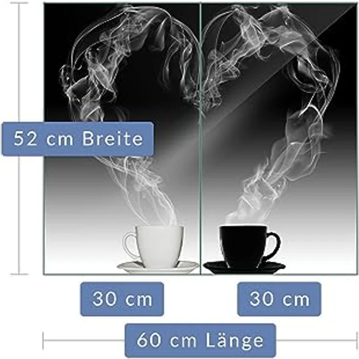Decorwelt Herd-Abdeckplatte Kaffee, (2 tlg, 1/2 Teilig), Für alle Herdarten excl. Gasherde – Bild 3