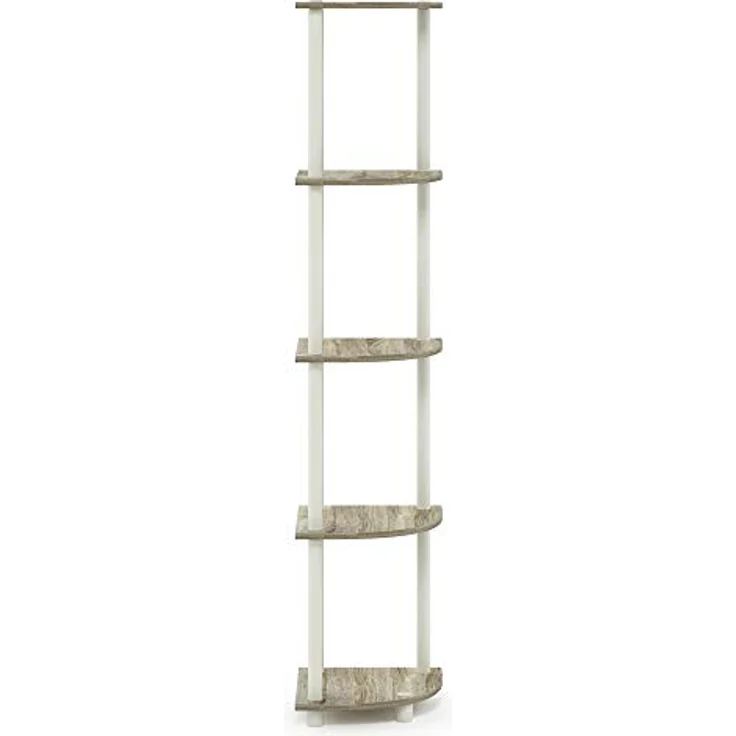 Furinno Eckregal mit 5 Ebenen, Mehrzweckregal, holz, Sonoma Eiche/Weiß, 29. 46x29. 46x146. 56 cm – Bild 10